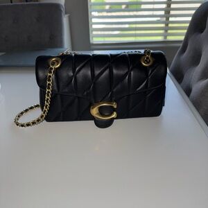 Coach Tabby Shoulder Bag 26 Black Quilted Leather Shoulder Bag with Gold Hardwar